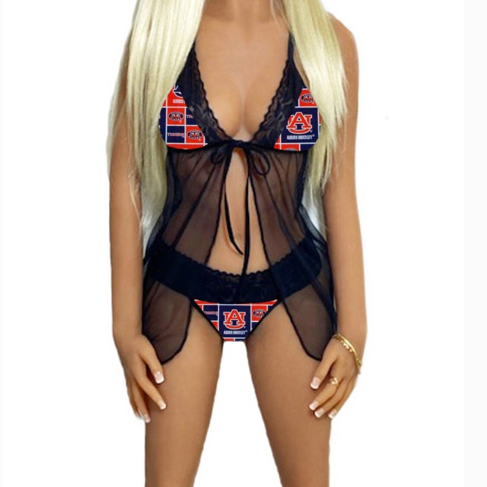 Lace Babydoll Lingerie Set made with Auburn Tigers NEVER WORN